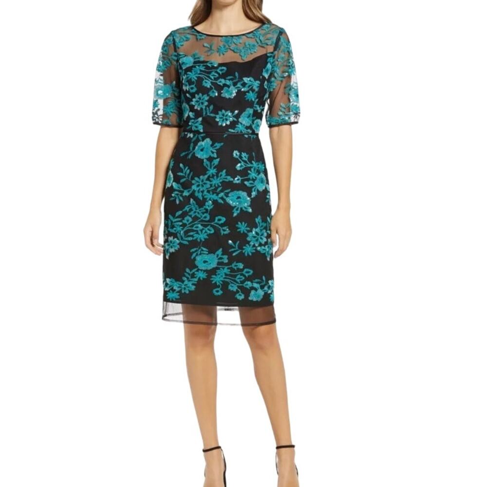 Shani dress sequin floral embroidered sheath size 2